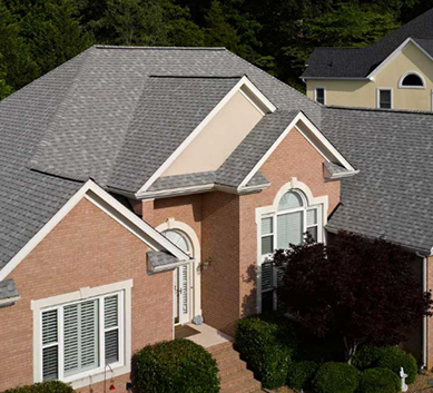 Installation of  Cobblestone Gray Shingles on house