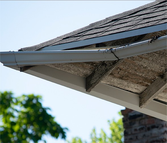 Damage gutters caused by ice dam